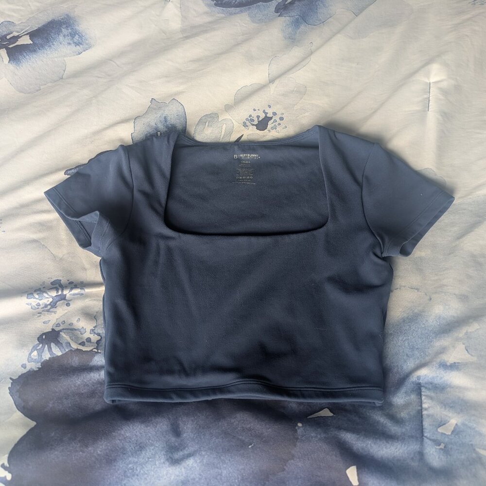 BuffBunny Butter Crop Top Size Small Baked Blue